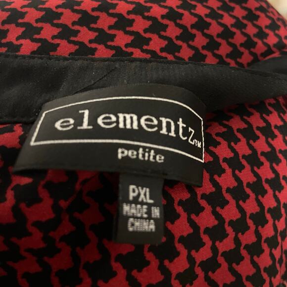 Elementz Top Blouse Button Up PXL Petite Red Black Roll Tab Sleeves - Picture 9 of 10